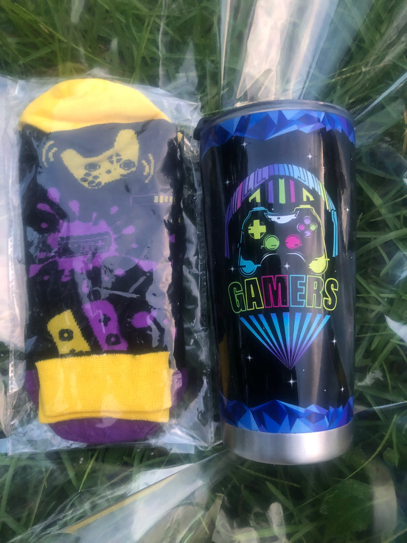 Gamer Tumbler and Matching Game Socks