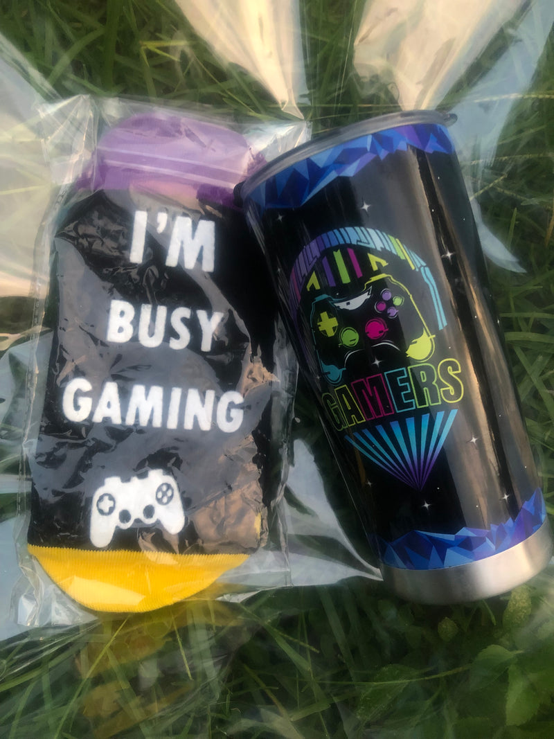 Gamer Tumbler and Matching Game Socks